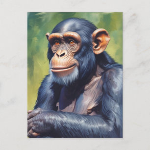 Cute Crazy Funny Chimpanzee Vykort