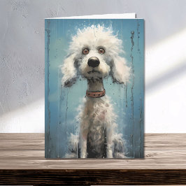 Cute Crazy Goofy White Abstrakt Pudel Hund Kort