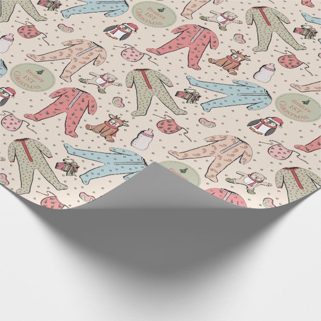 Cute Cream Baby: Första julen Personlig Presentpapper (Hörn)