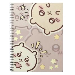 Cute Cream Bear Pattern Spiral Notebook - Minimali Anteckningsbok