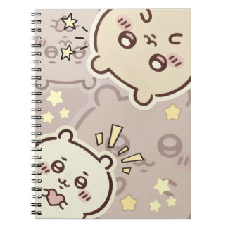 Cute Cream Bear Pattern Spiral Notebook - Minimali Anteckningsbok