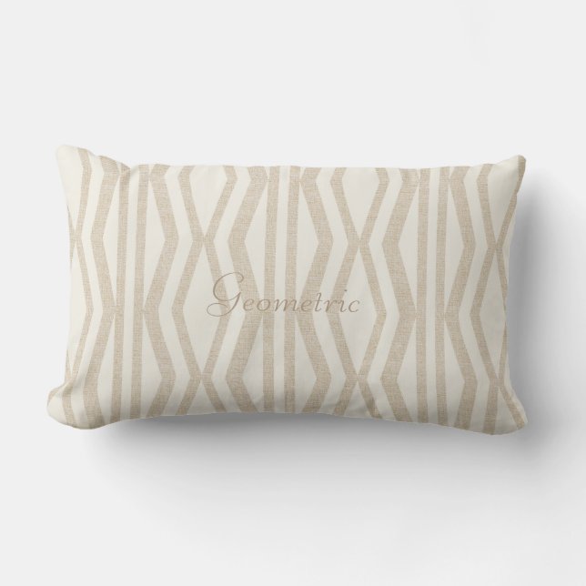 Cute Cream Linen Geometric Mönster Pillow Lumbarkudde (Framsida)
