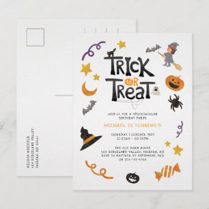 Cute Creators Halloween Monsters Födelsedagsfest Inbjudan Vykort
