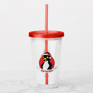 Cute creed penguin Jul tecknad Acrylic Tum Take Away Mugg