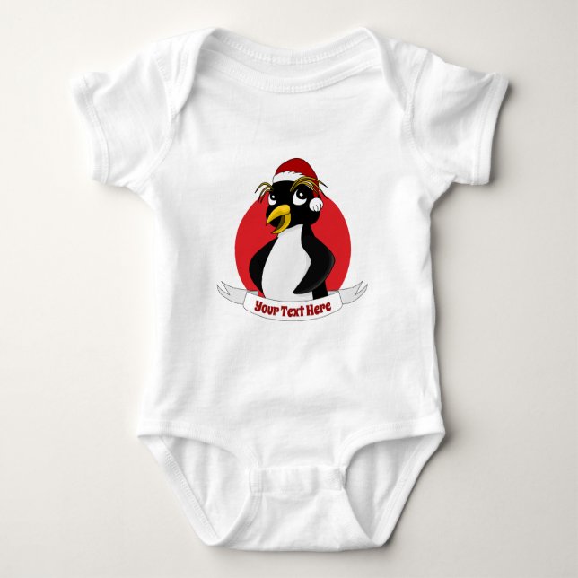 Cute creed pingguin jul tecknad Baby Bodysu T Shirt (Framsida)