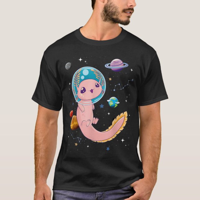 Cute Creepy Anime Pastel Goth Clothes Space Axolot T Shirt (Framsida)