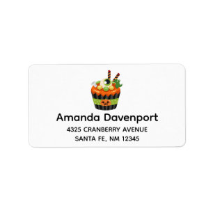 Cute & Creepy Halloween Cupcoa med en Big Eyeball Adressetikett