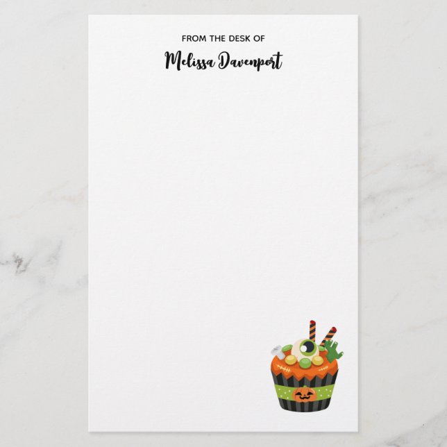 Cute & Creepy Halloween Cupcoa med en Big Eyeball Brevpapper (Framsida)