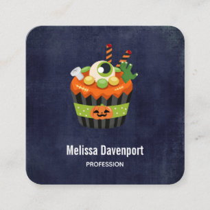 Cute & Creepy Halloween Cupcoa med en Big Eyeball Fyrkantigt Visitkort