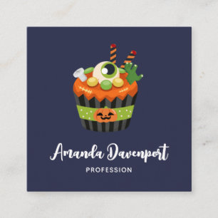 Cute & Creepy Halloween Cupcoa med en Big Eyeball Fyrkantigt Visitkort