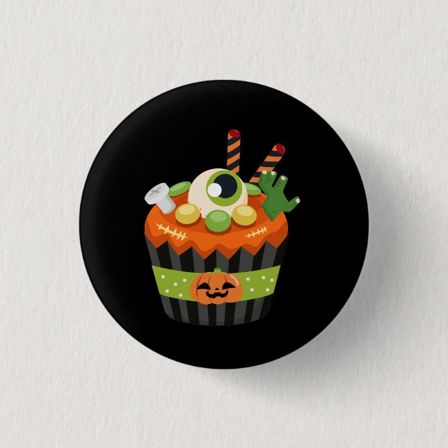 Cute & Creepy Halloween Cupcoa med en Big Eyeball Knapp (Framsida)