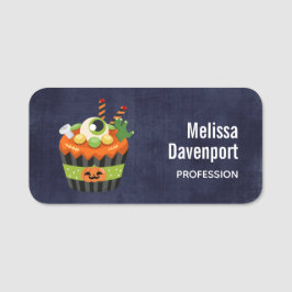 Cute & Creepy Halloween Cupcoa med en Big Eyeball Namnbricka