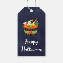 Cute & Creepy Halloween Cupcoa med en Big Eyeball Presentetikett