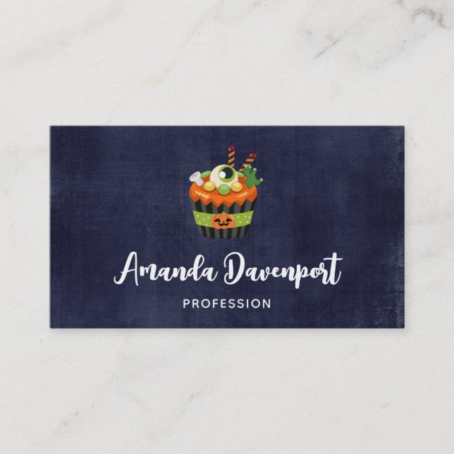 Cute & Creepy Halloween Cupcoa med en Big Eyeball Visitkort (Framsida)