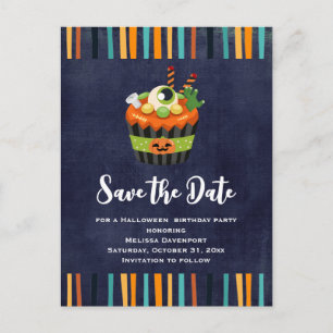 Cute & Creepy Halloween Cupcoa Spara datum Inbjudan Vykort