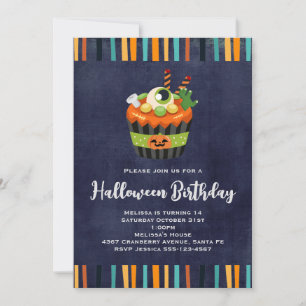 Cute & Creepy Halloween Cupkaka Birthday Inbjudningar