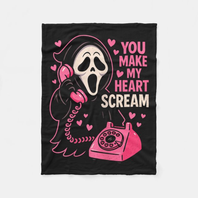 Cute Creepy Horror Make My Heart Scream Valentine’ Fleecefilt (Framsidan)