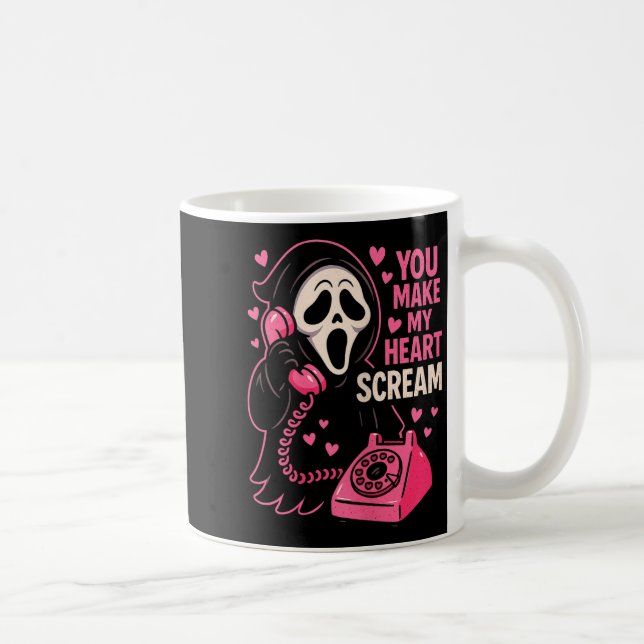 Cute Creepy Horror Make My Heart Scream Valentine’ Kaffemugg (Höger)