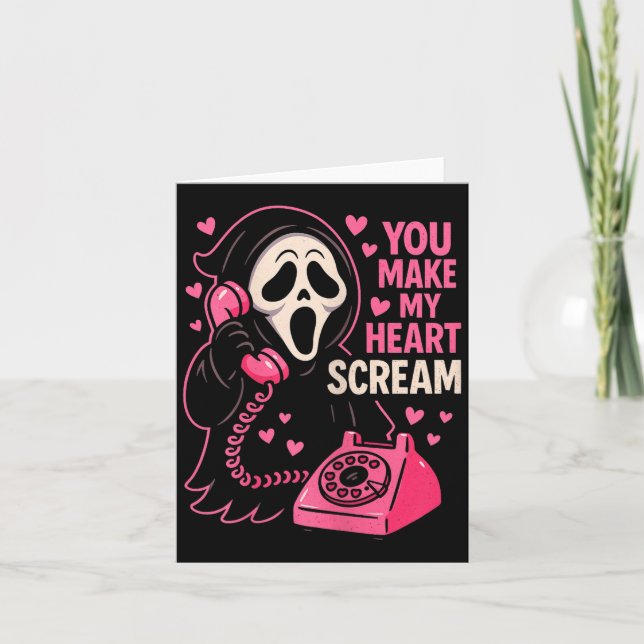 Cute Creepy Horror Make My Heart Scream Valentine’ Kort (Framsida)