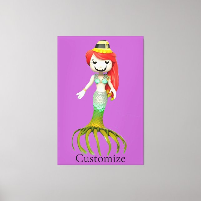 Cute Creepy Sjöjungfru Witch Thunder_Cove Canvastryck (Framsida)