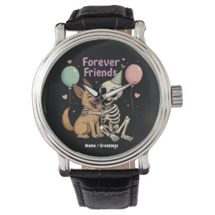 Cute Creepy Skeleton Hugger German Shepherd Hund F Armbandsur