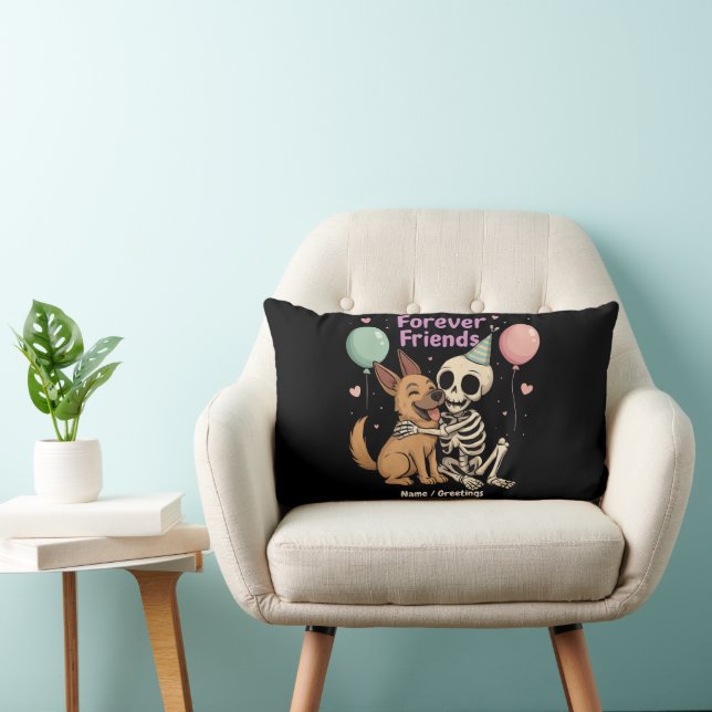 Cute Creepy Skeleton Hugger German Shepherd Hund F Lumbarkudde (Stol)