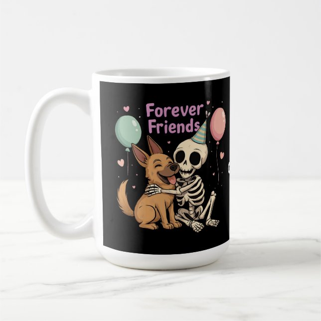 Cute Creepy Skeleton Hugger German Shepherd Hund Kaffemugg (Vänster)