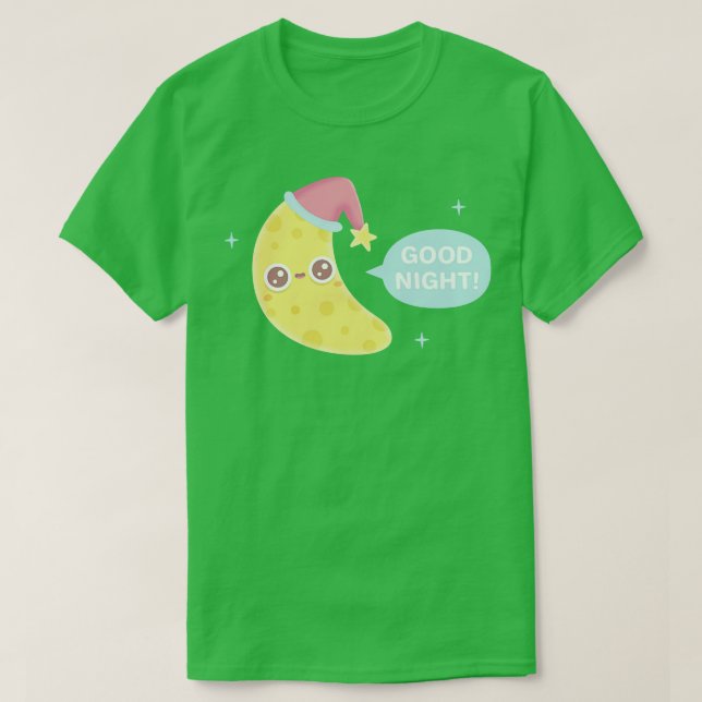 Cute Crescent Måne säger Bra Natt T Shirt (Design framsida)