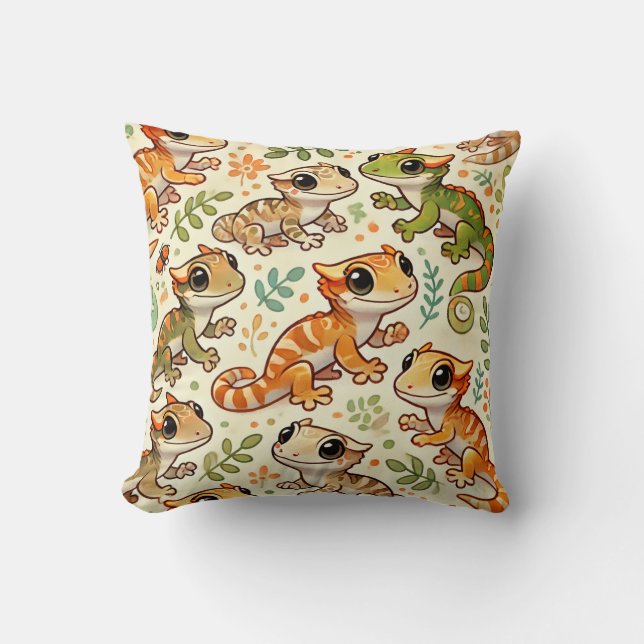 Cute Crested Gecko Cushion 🌿 🦎 Kudde (Framsida)