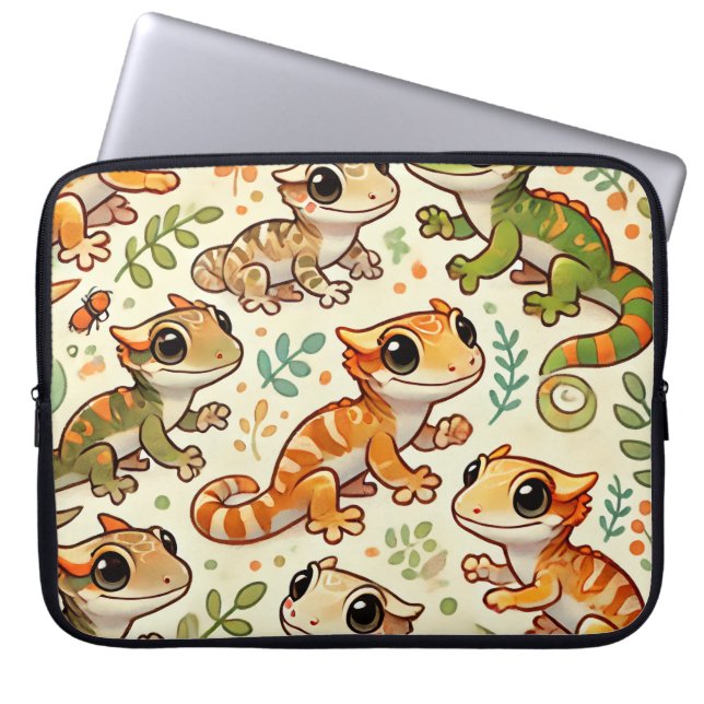 Cute Crested Gecko Laptop sleeve (Framsidan)