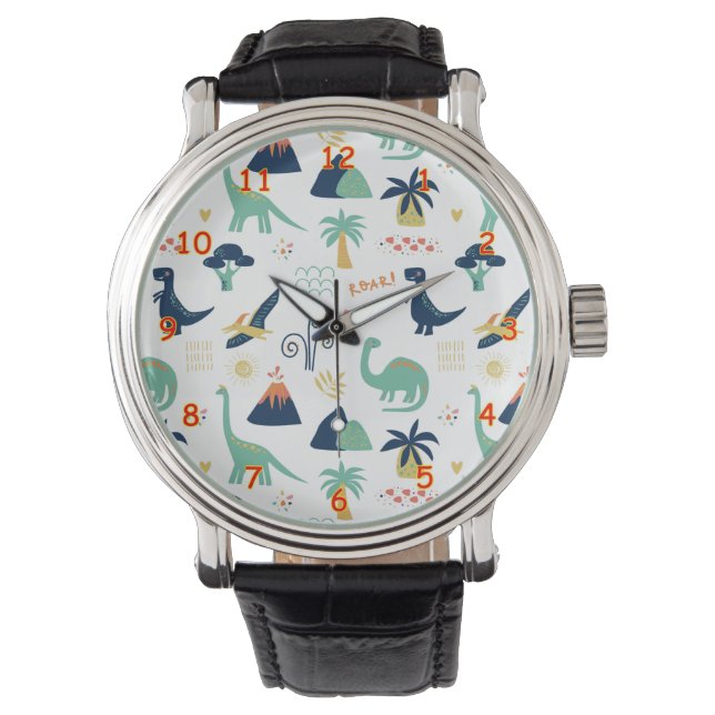 Cute Cretacous Period Tecknad Teckning Armbandsur (Framsida)