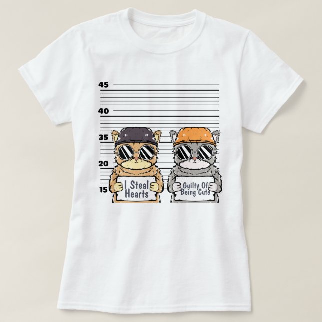 Cute Criminal Cats T-Shirt (Design framsida)
