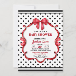 Cute Crimson Bow Baby Shower Invitation Inbjudningar