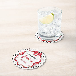 Cute Crimson Bow Birthday Underlägg Papper