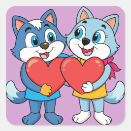 Cute Critter Par Fyrkantigt Klistermärke