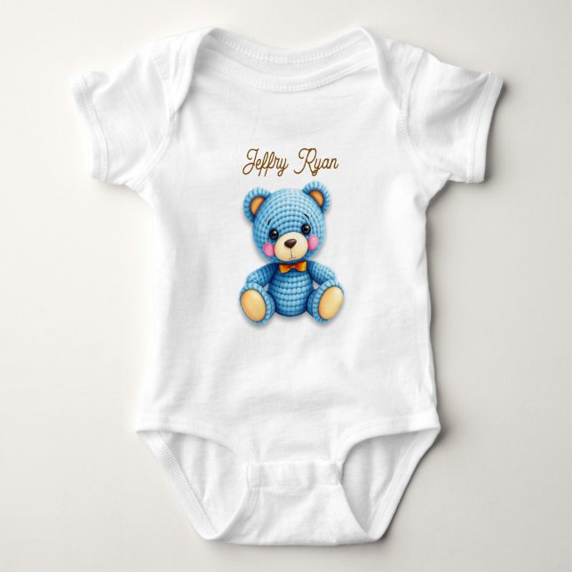 Cute Crochet Bear Personalized  T Shirt (Framsida)