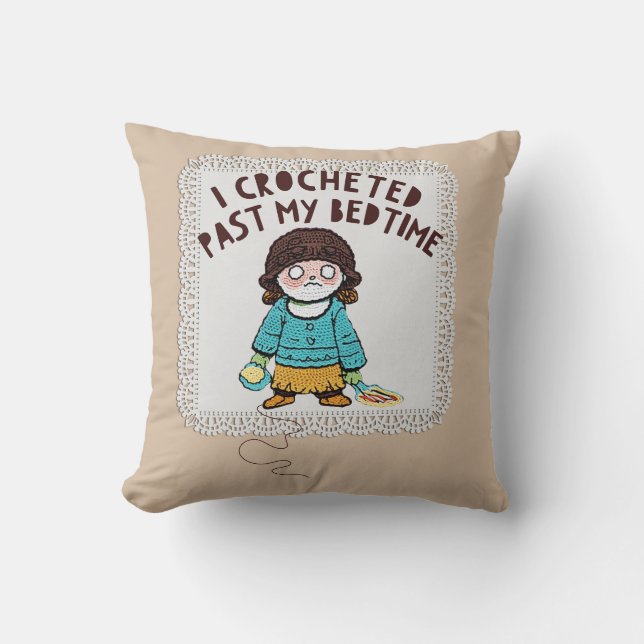 Cute Crochet Doll Yarn Doily Kudde (Framsida)