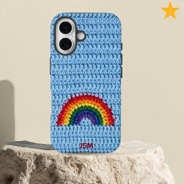 Cute Crochet Rainbow Custom Initials Monogram