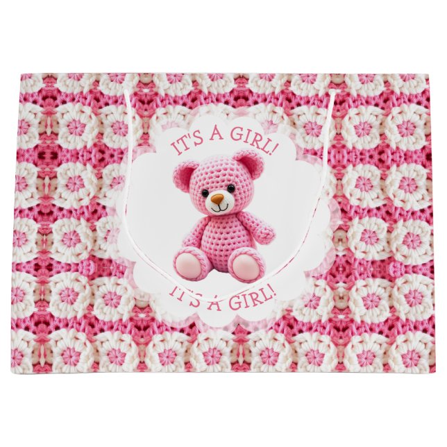 Cute Crocheted Teddy Bear Girl's Baby Shower (Framsidan)