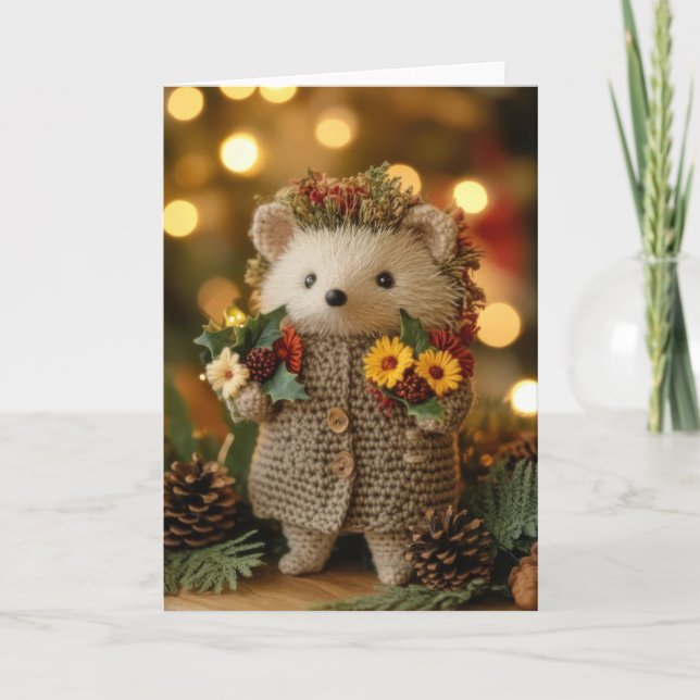 Cute Crochetetetyul Hedgehog Helgkort (Framsida)