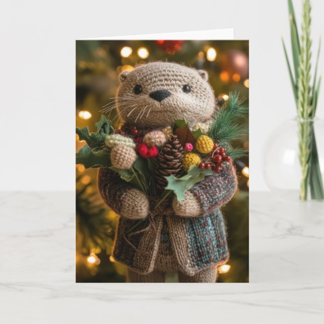 Cute Crochetyp Juli Otter Helgkort (Framsida)