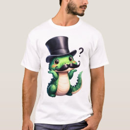 Cute Crocodile Gentleman Fun Art T Shirt