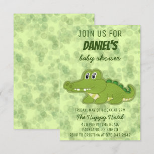 Cute Crocodile Pojke Baby Shower Inbjudningar