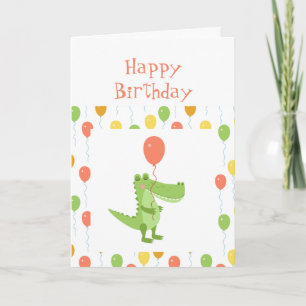 Cute Crocodile Roligt Animal Children Barns födels Kort