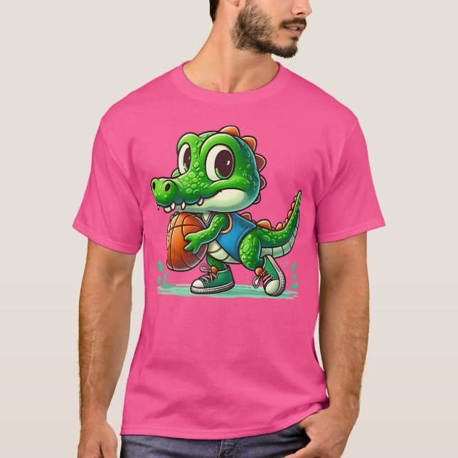 Cute Crocodile with a Basketball T Shirt (Framsida)