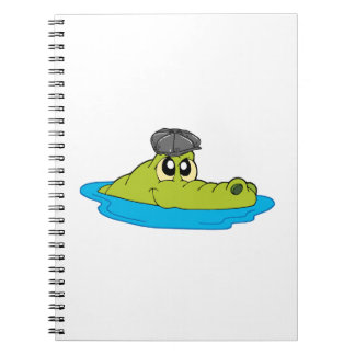 Cute Crocodile with Newsboy Cap - Funny Cartoon Anteckningsbok