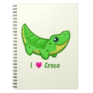Cute crokodile kärlek kawaii-tecknader anteckningsbok med spiral