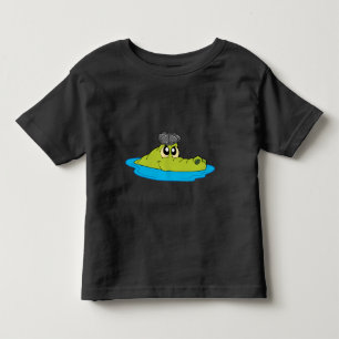 Cute Crokodile med Newsboy Cap - Luddig Tecknad   T Shirt