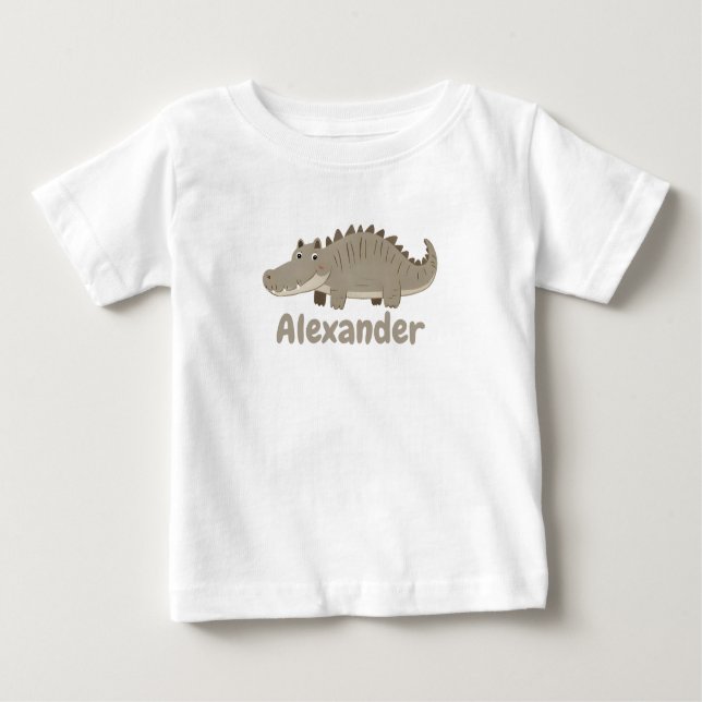 Cute Crokodile Namn personaliserbar T Shirt (Framsida)
