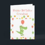 Cute Crokodile Roligt Animal Grandson Barns födels Kort<br><div class="desc">Cute Crocodile Roligt Animal Children Barns födelsedag för din morson för djuret,  naturen eller vilda djur och växter fläkt. Könsneutralt sött djur. Crokodile Roligt Animal com</div>